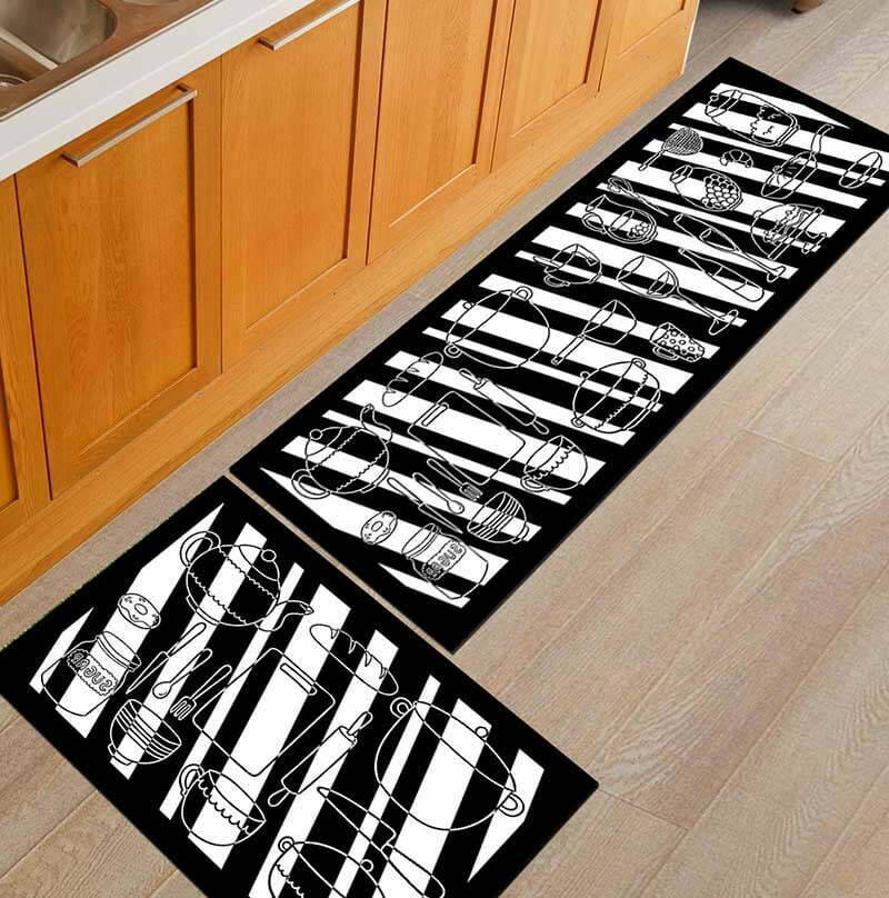 Tapis De Cuisine Noir Et Blanc