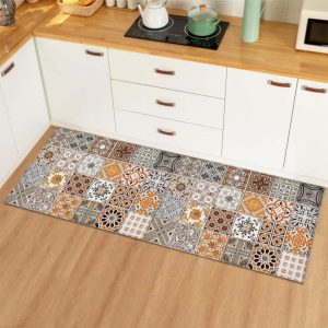 Tapis Cuisine Imitation Carreaux De Ciment
